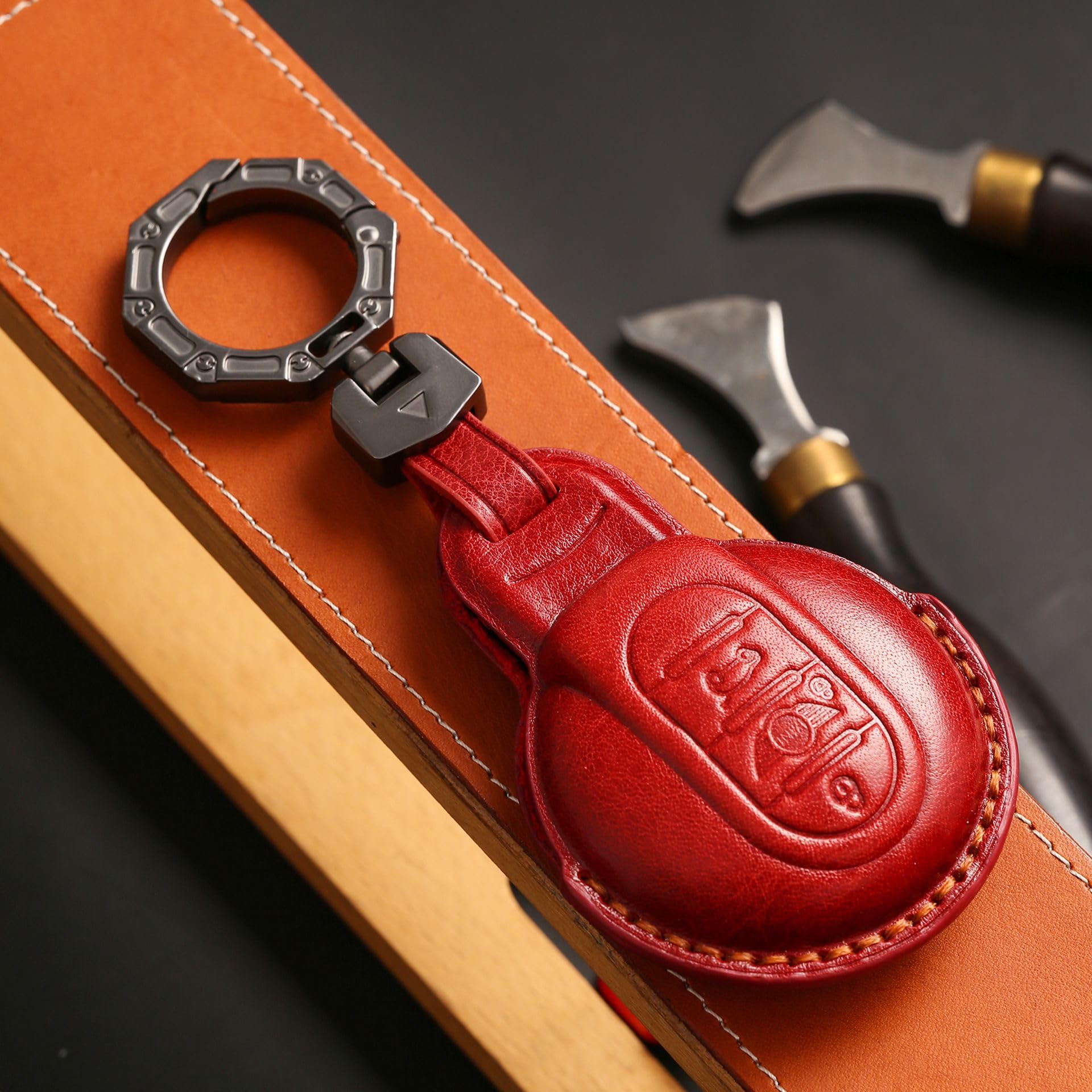 Ontto Funda De Cuero Con Textura De Llavero Para BMW Mini Cooper F54 F55 F56 F57 F60 Smart Remmote Car Key Holder Shell Shell Proteccion Completa