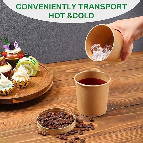 Miniatura 4 de Irenare Paquete de 200 recipientes desechables de 12 onzas con tapas para sopa, helado, alimentos, frutas, tazones de papel a granel con tapas para