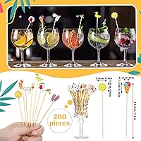 Vista 3 de Rtteri 200 piezas de palillos de cóctel hawaianos para piscina, playa, cócteles hawaianos, palillos de bambú, centros de mesa, playa, fiesta
