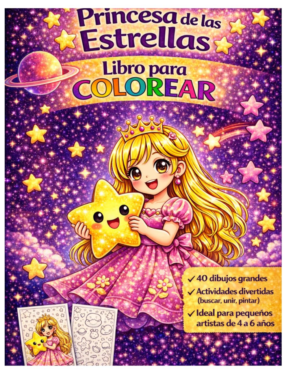 Libro de Colorear Princesas para Niñas 4-6 años: Actividades, Une los puntos y Juegos divertidos