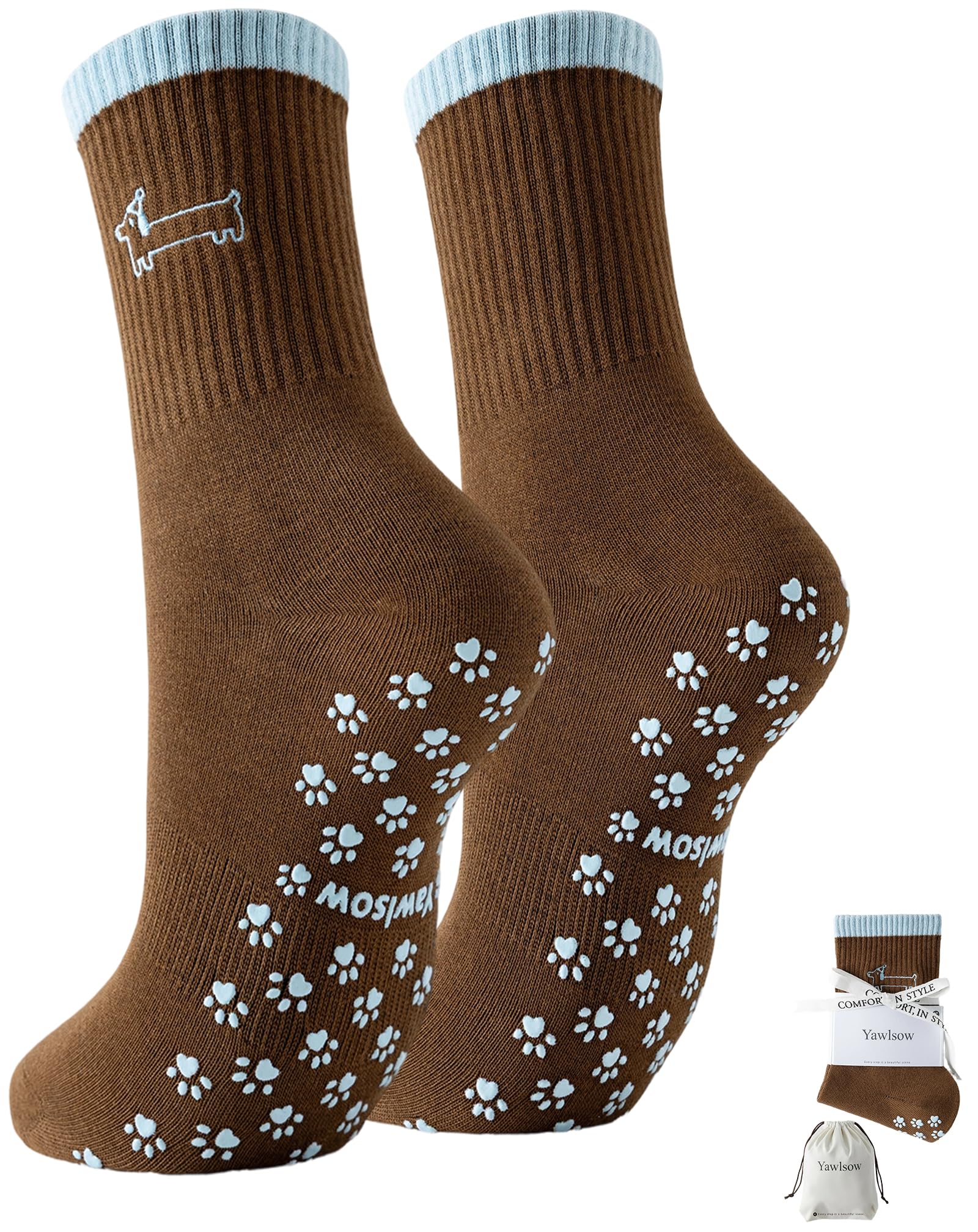 Yawlsow Damen Pilates Stoppersocken Süße Rutschfeste Grip Socken mit Noppen Antirutsch Socken für Yoga Reformer Ballett Barre Fitness Training Zuhause