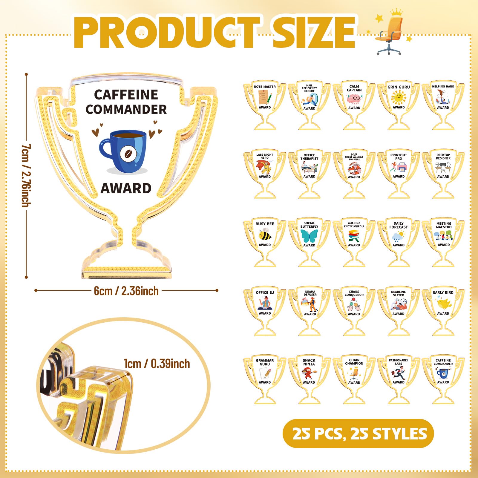 Cinnvoice 25 piezas de regalos divertidos para el Día del Jefe, premios de agradecimiento a los empleados, a granel, acrílico transparente, trofeos de agradecimiento, placa de recompensa, regalos