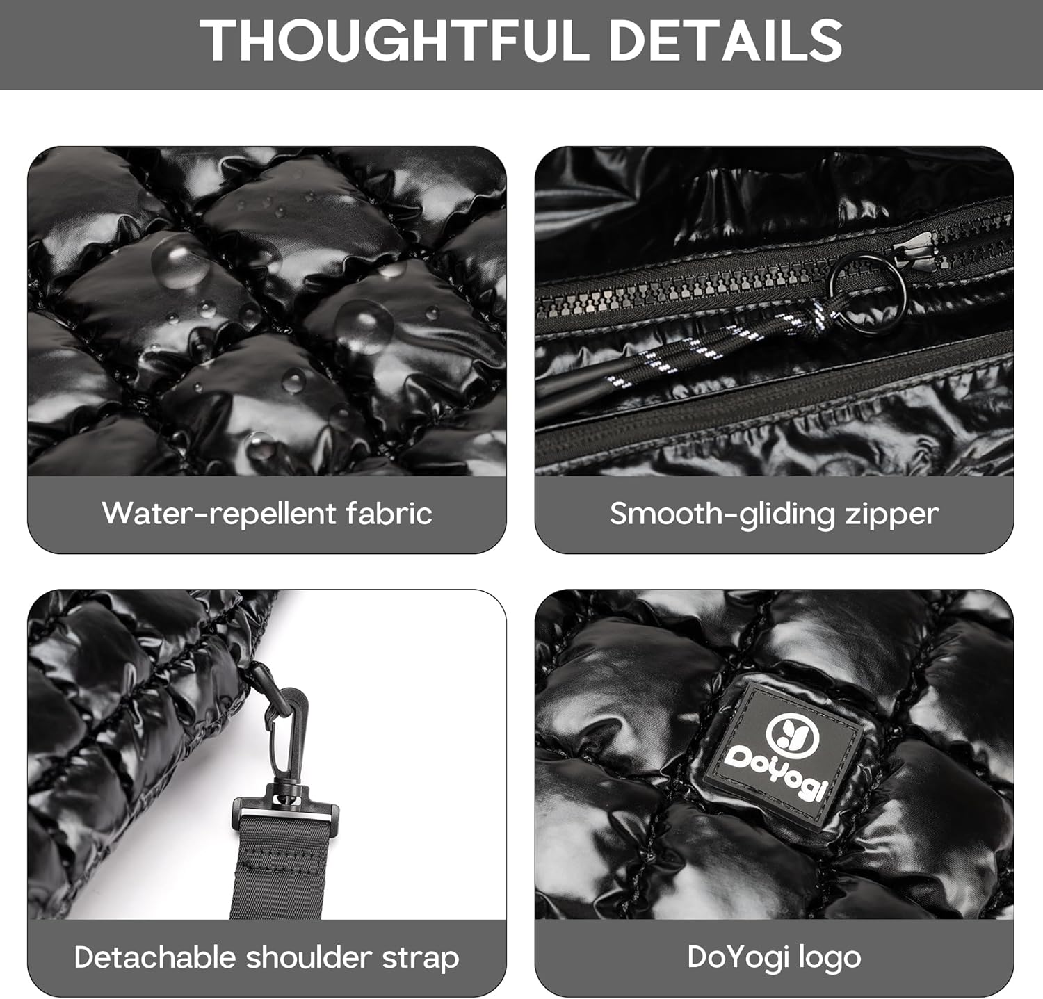 Quilted Tote Bag for Women, Large Puffer Tote Bags, Lightweight Dazzling Padding Hobo Bag, Puff Shoulder Handbags - Image 6