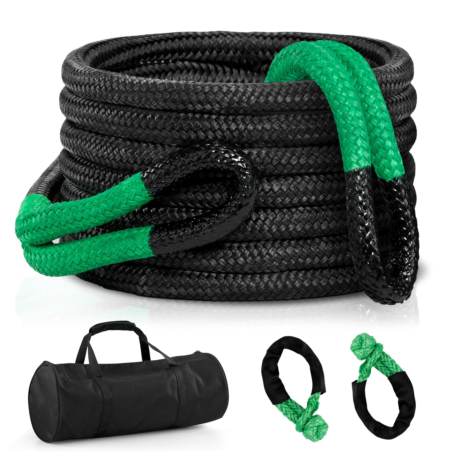 Kinetic Recovery Rope Kit w/ 2 Soft Shackles,55000Lbs, 1.26" x30ft, Heavy Duty Offroad Towing Straps Kit for Trucks SUV UTV ATV Tractor Car Jeep