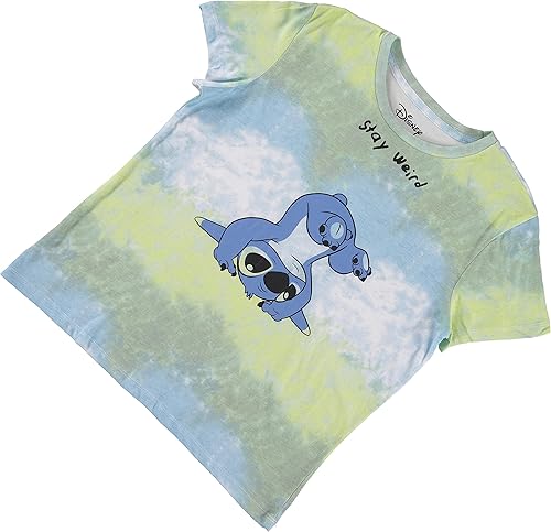 Miniatura 6 de Disney Lilo and Stitch - Camiseta clásica de Lilo & Stitch para mujer, camiseta de manga corta con teñido anudado lavado