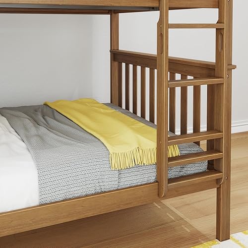 Miniatura 85 de Max & Lily - Litera de tamaño individual sobre matrimonial con escalera, base de cama de madera maciza para niños, barandillas de seguridad de 14
