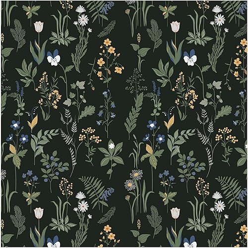 Papel tapiz removible bohemio de 17.5 x 78.7 pulgadas, papel tapiz floral para dormitorio y baño, fácil de despegar, papel tapiz adhesivo adhesivo