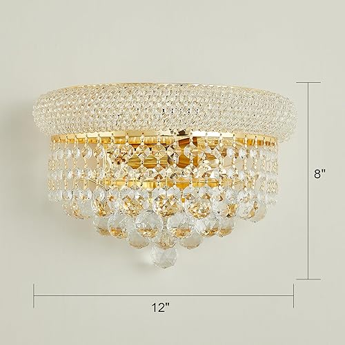 Miniatura 7 de Homeooze Aplique de pared de cristal imperio de 2 luces para sala de estar, comedor, baño, espejo de tocador, pasillo, dormitorio, armario, escalera