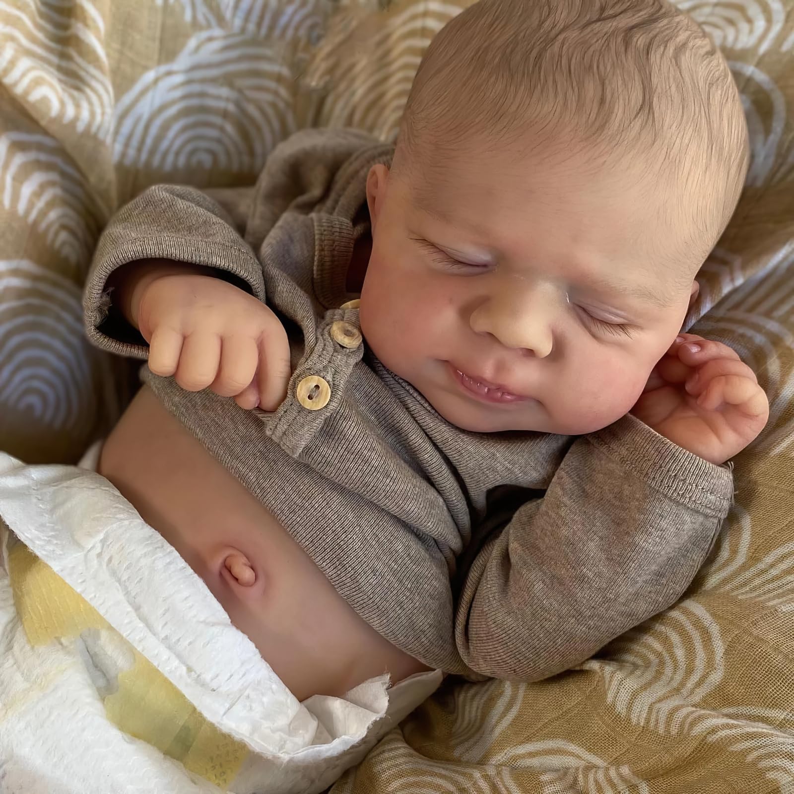 MineeQu Lebensechte Reborn-Schlafende Baby-Puppen 19 Zoll Vinyl Vollkörper Anatomisch Korrektes Leben Neugeborenes Baby Mädchen Puppen, die realistisch Aussehen