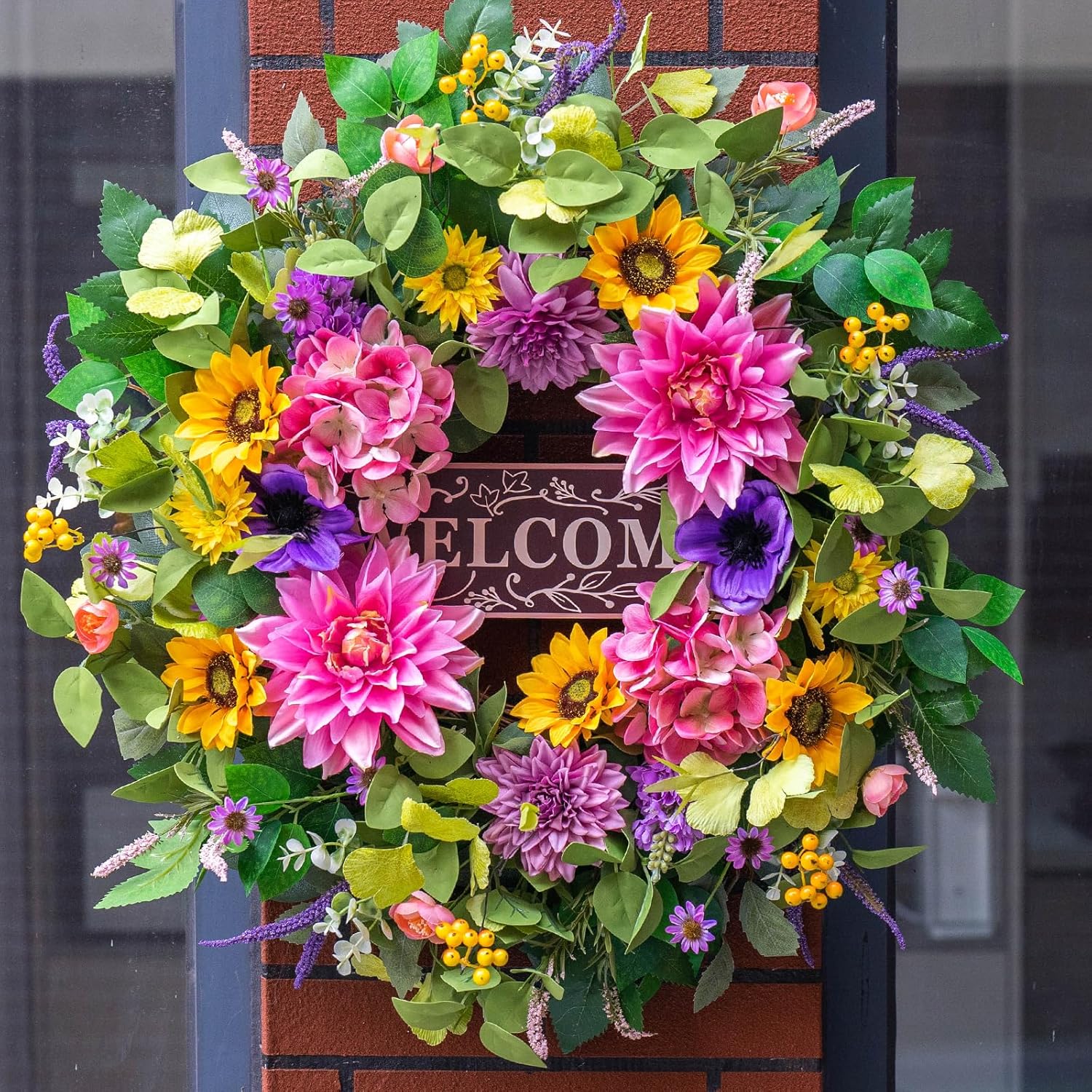 Amazon.com: Spring and Summer Wreaths for Front Door 24 Inch Summer ...