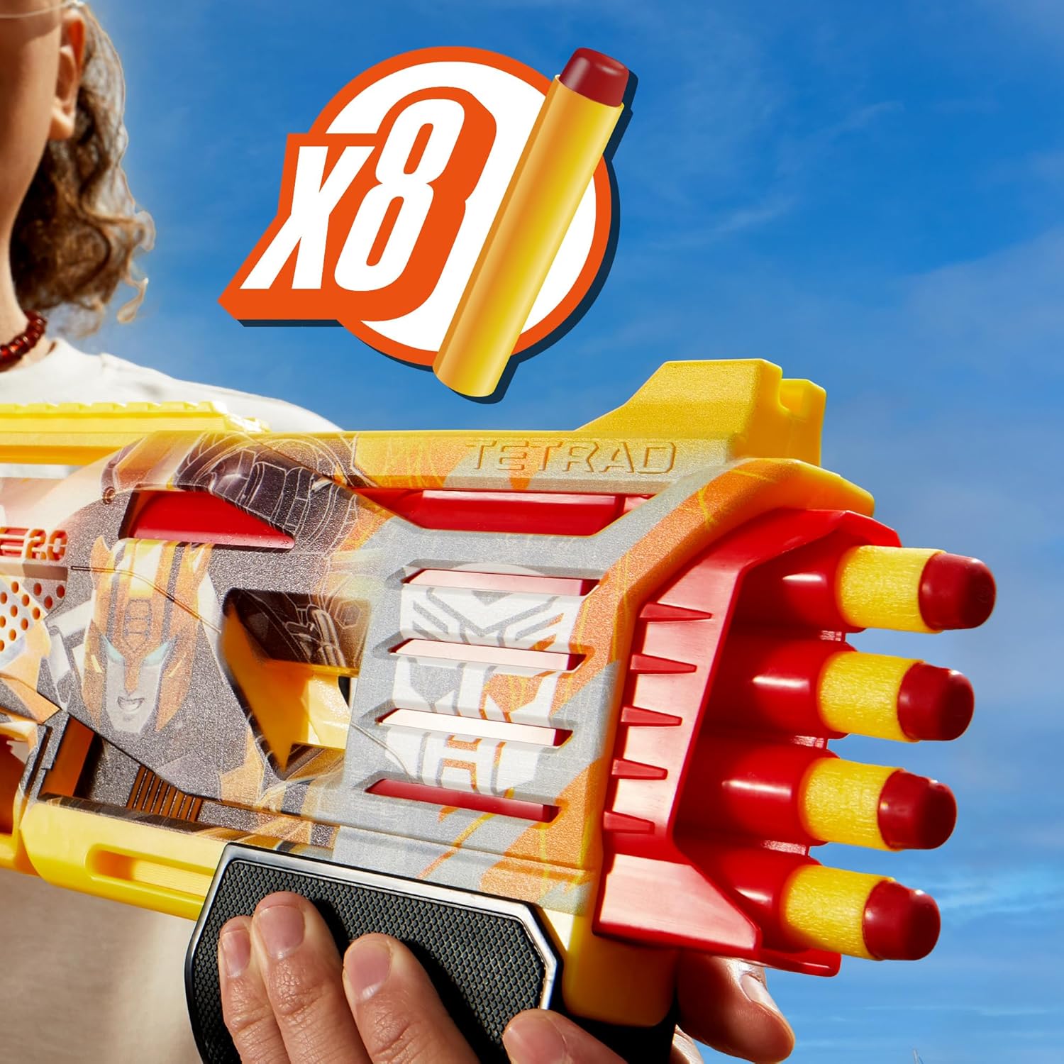 NERF Transformers Bumblebee Dart Gun with 8 Elite Darts