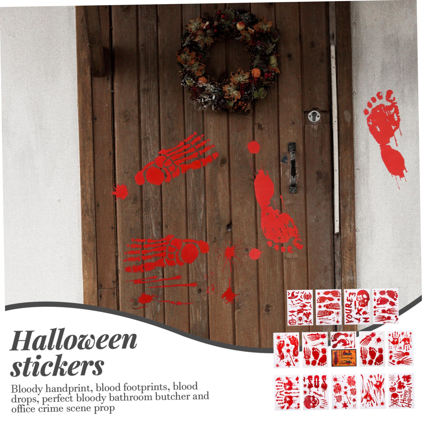 Alipis 70 Hojas De Pegatinas De Halloween Pegatinas De Piso Suministros De Halloween Pegatinas Sangrientas Horror Pegatinas De Puerta Festival Decorativo Pegatinas Halloween Huellas De
