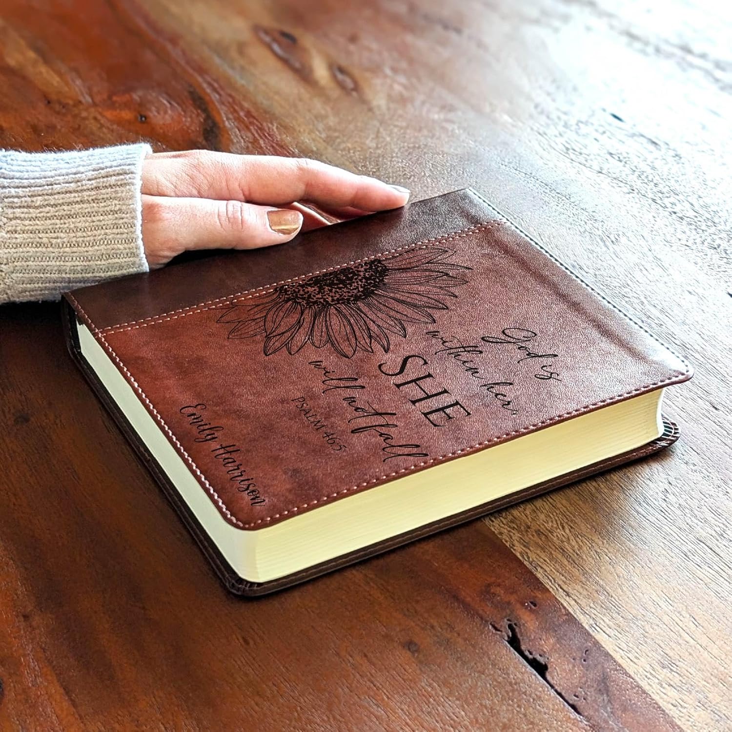 Farm and Posh ESV Journaling Bible – Brown/Tan TruTone Faux Leather Timeless Design | English Standard Version Single-Column Bible with 2″ Ruled Margins for Notes & Prayers (Sunflower)