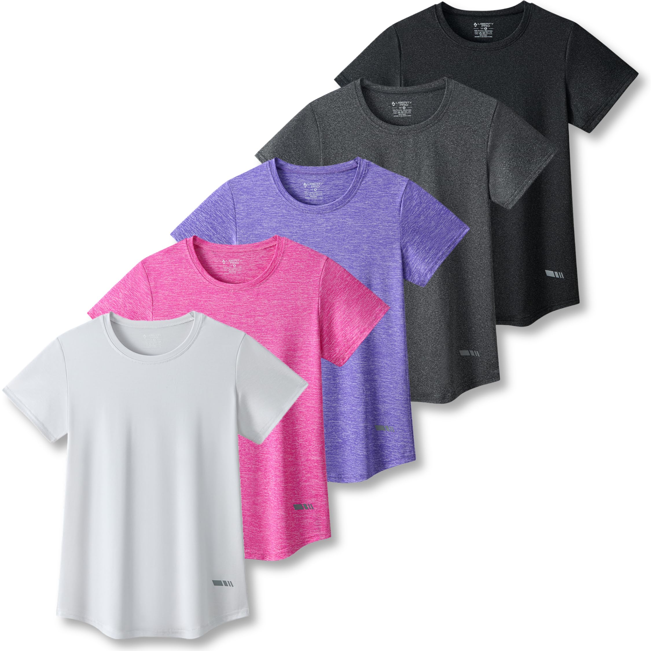 5 Pack: Women's Dry Fit Short Sleeve T Shirts, Athletic Workout Tee Tops for Gym Yoga Running