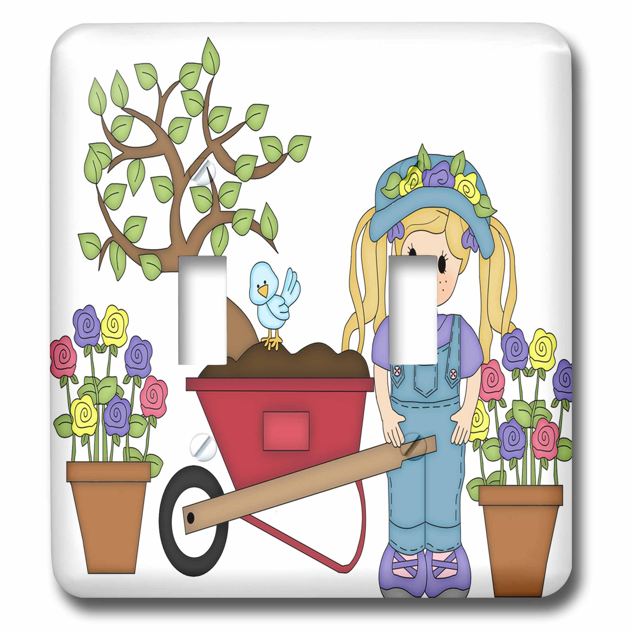 Interrupteur double fille au jardin 3dRose lsp_211170_2 pour chambre enfant