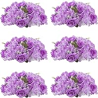 Vista 16 de BLOSMON Bolas de Flores Artificiales Centros de Mesa de Boda 2 Piezas 11.8" Lila Flores Falsas Rosa Hortensia Arreglo de Bolas Centro de Mesa
