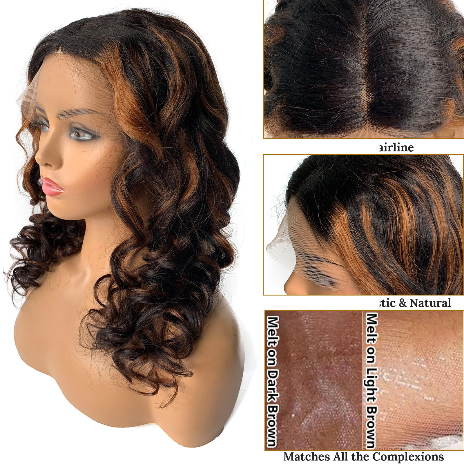 22” Dark Brown Natural Wavy Lace Front Wig NEW 22 main image 2