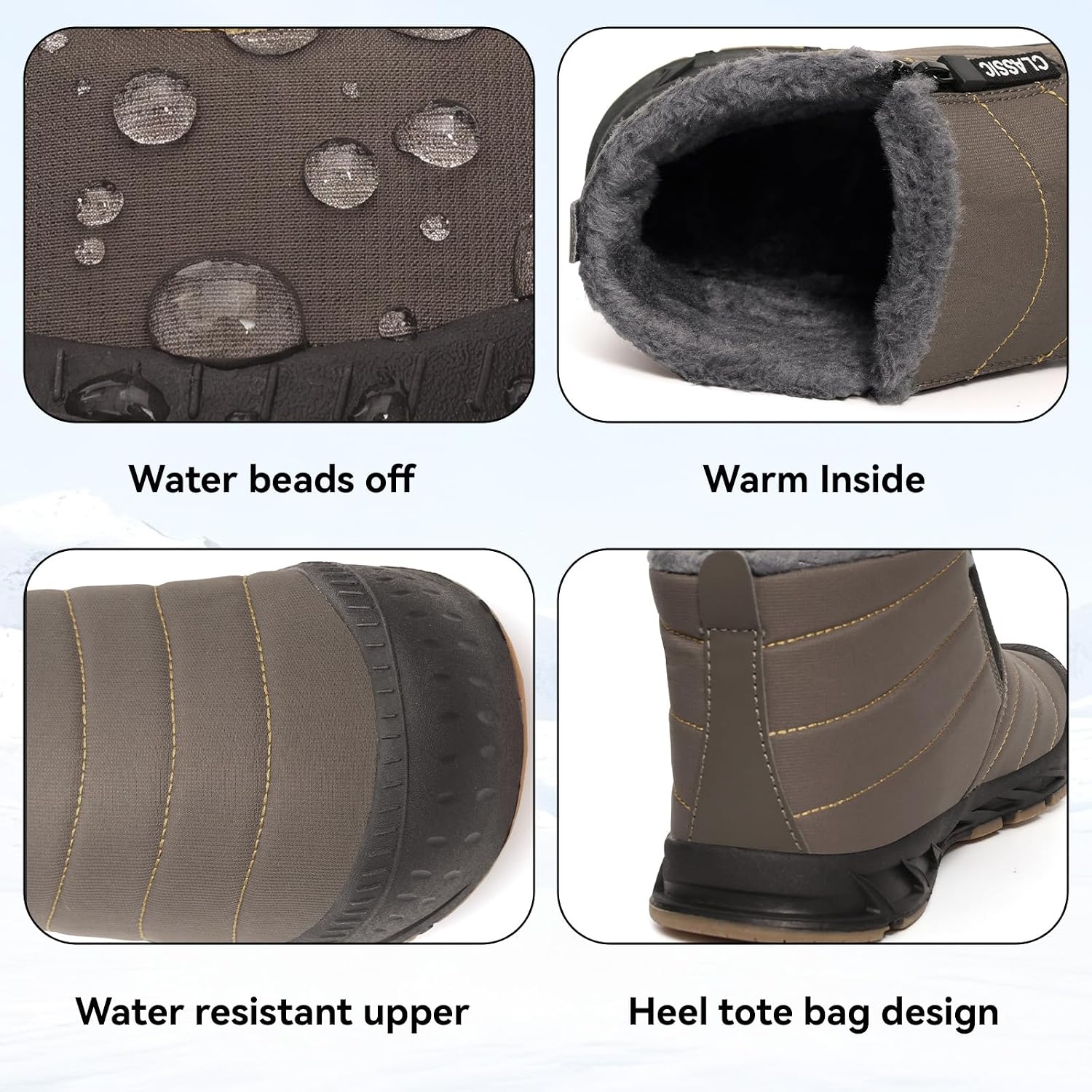 Lamincoa Mens Snow Boots Water Resistant Winter Boot Fur Lined Warm Shoes