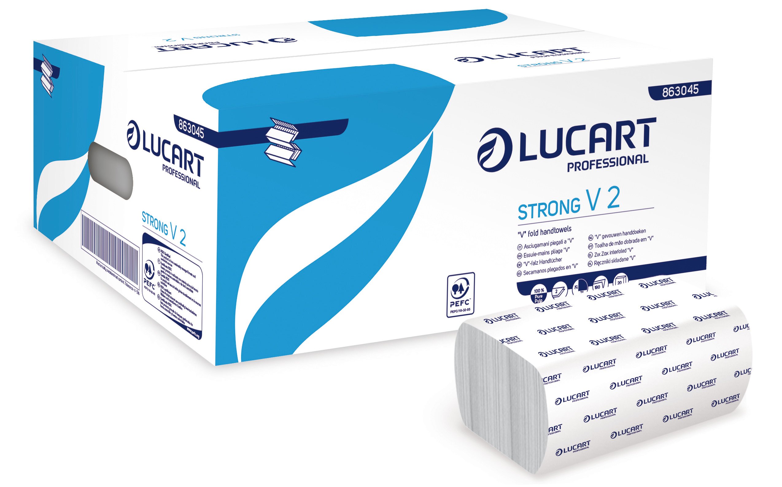 Lucart 863045 Professional-Lote de 20 paquetes de toallas, STRONG V2 190