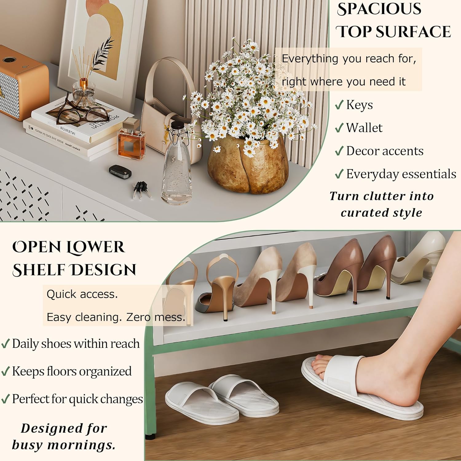 Heavy-Duty Metal Shoe Cabinet Storage for Entryway, Modern Shoes Cabinet with Doors and Adjustable Shelves, Shoe Rack Cabinets for Entrance/Hallway/Outdoor
