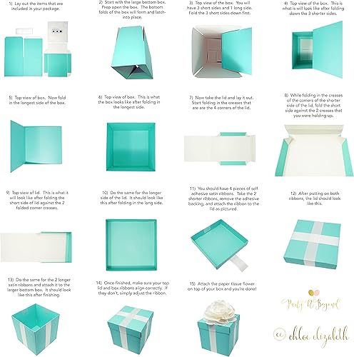 Miniatura 6 de Caja de regalo de papel texturizado grande para centro de mesa, regalo y sobre - 6 x 6 x 6 pulgadas - Incluye lazo de papel y cintas autoadhesivas