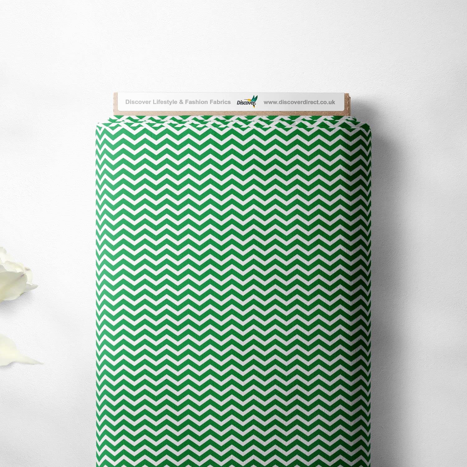 Discover Lifestyle & Fashion Fabrics Emerald Green 100% Cotton Chevron Zig Zag Lines Design Children Kids Craft Quality Fabric Material | 55" - 140 Cm Wide (Per Half Metre, )
