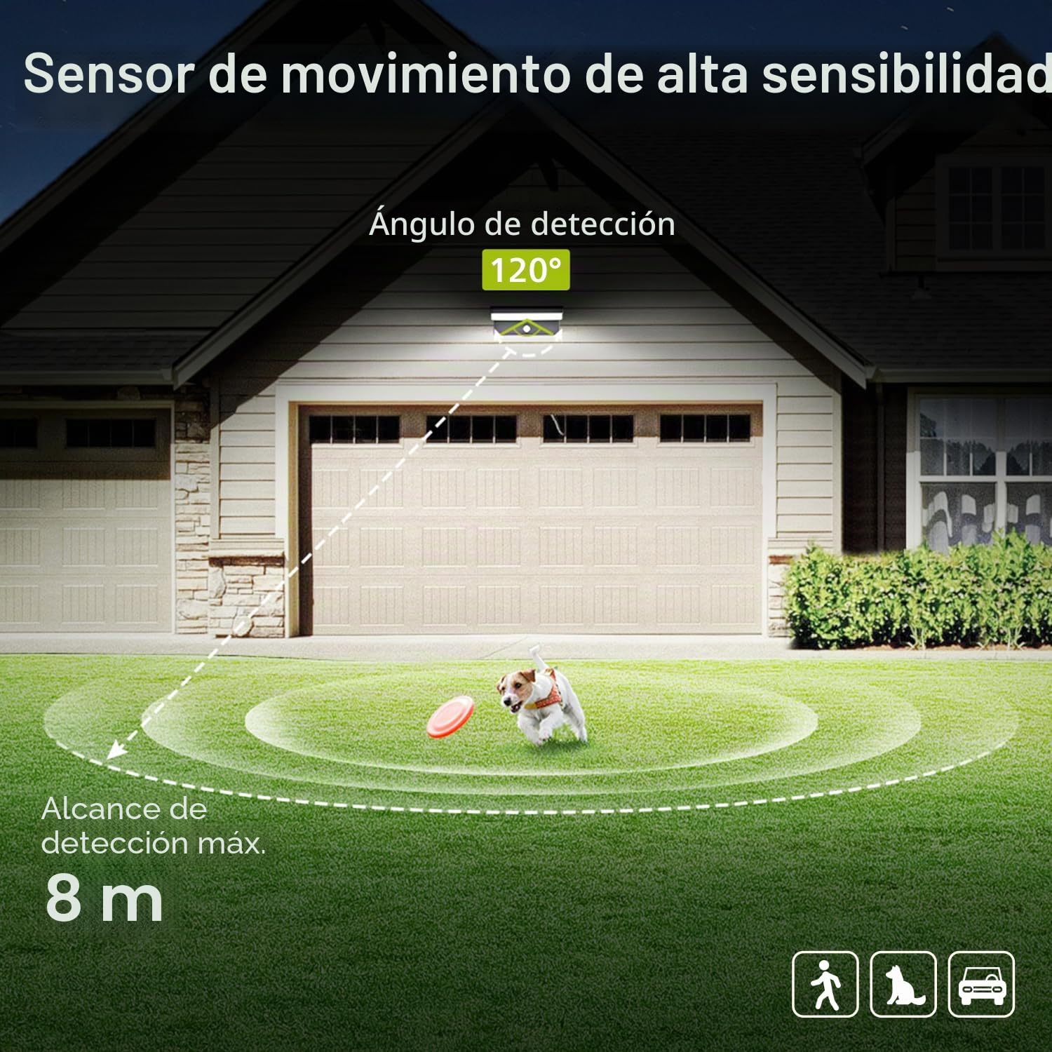 Philips Lámpara solar exterior con sensor de movimiento, 3 modos de iluminación, 5000 K, IP54, impermeable, luz LED solar para garaje, patio, porche