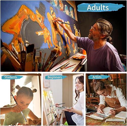 Miniatura 6 de Filbert - Juego de 6 pinceles de pintura para pintura de acrílico al óleo de acuarela, gouache, pincel de nailon de alta calidad para principiantes