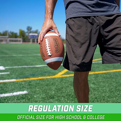 Miniatura 2 de GoSports Combine Football 6 Pack – Tamaño reglamentario para escuela secundaria y universidad – Pelotas de cuero compuesto oficial