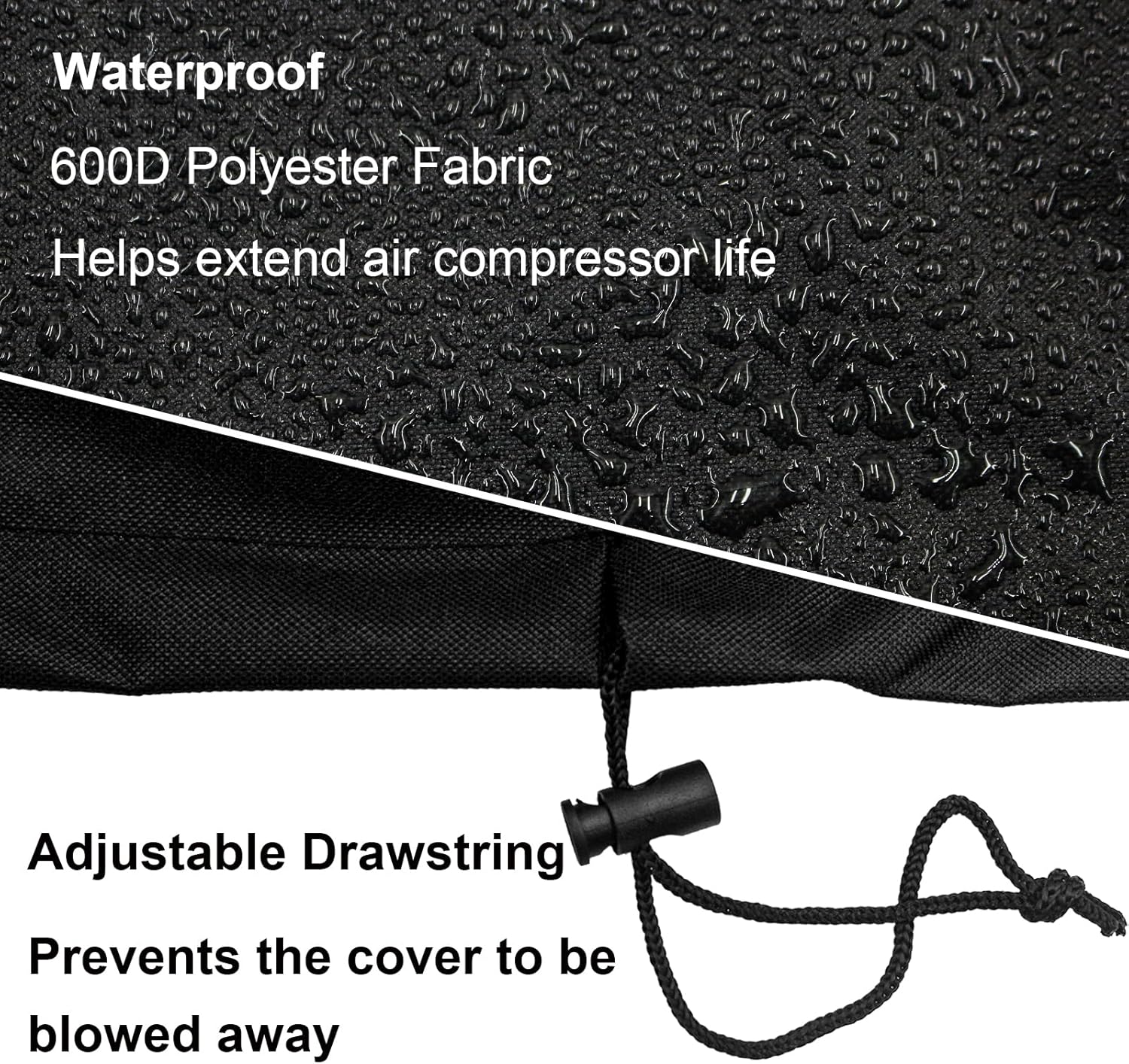 Air Compressor Black Waterproof Cover, Durable 600D Heavy Duty Air Compressors Cover with Handle, Fit for CRAFTSMAN, PORTER-CABLE, DEWALT 6 Gallon Portable Pancake Oil-Free Air Compressor 19"D x 18"H
