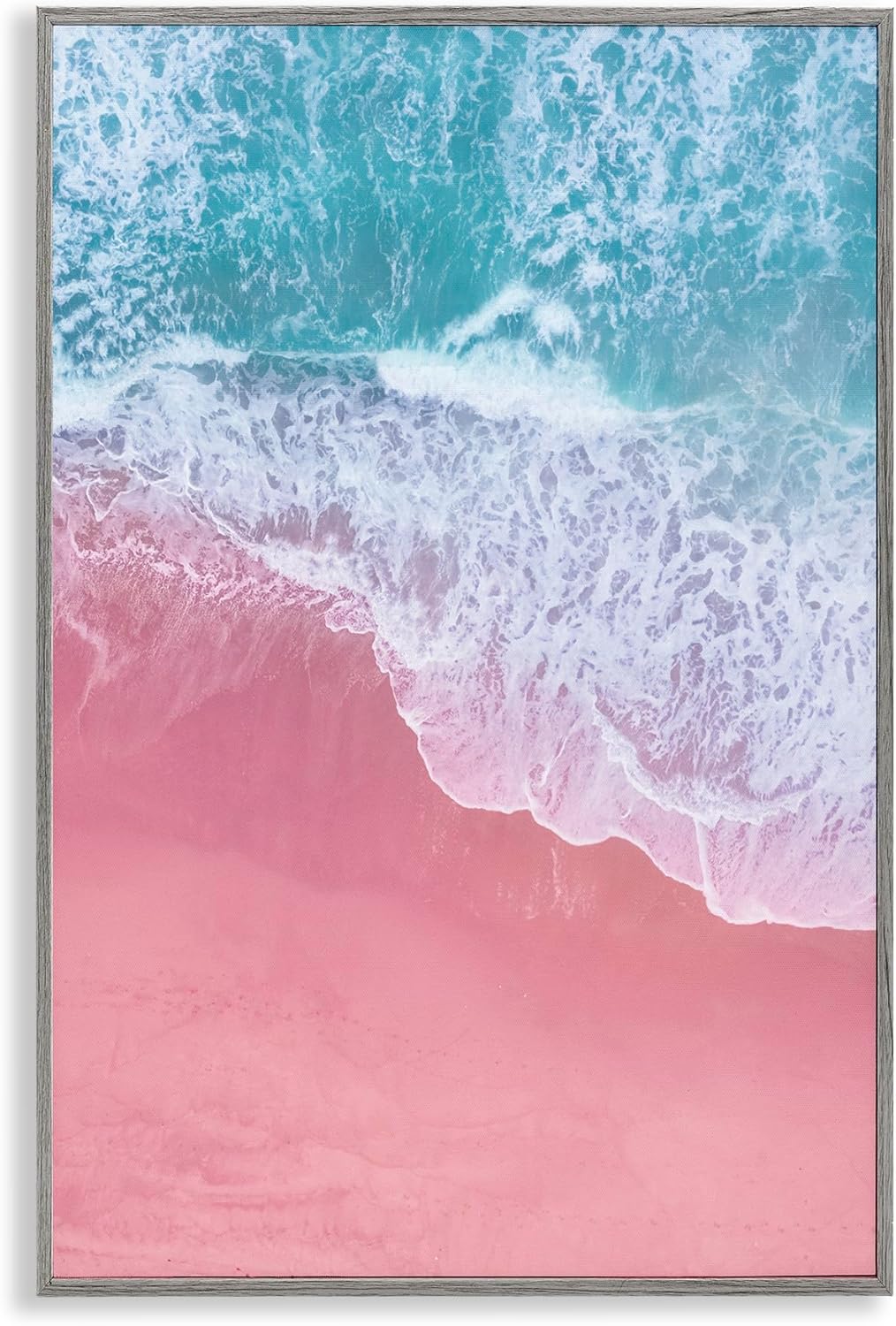 Stupell Industries Pink Surf Tide Framed Giclee Wall Art Design by Nataly White, Gray Framed, 12 x 18