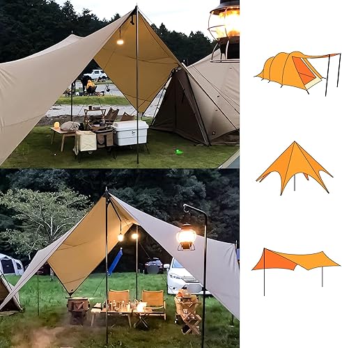 Miniatura 6 de WILDROAD Bastones de lona para tienda de campaña de 8.37 pies, postes de aluminio telescópicos con parte inferior de cono de aluminio