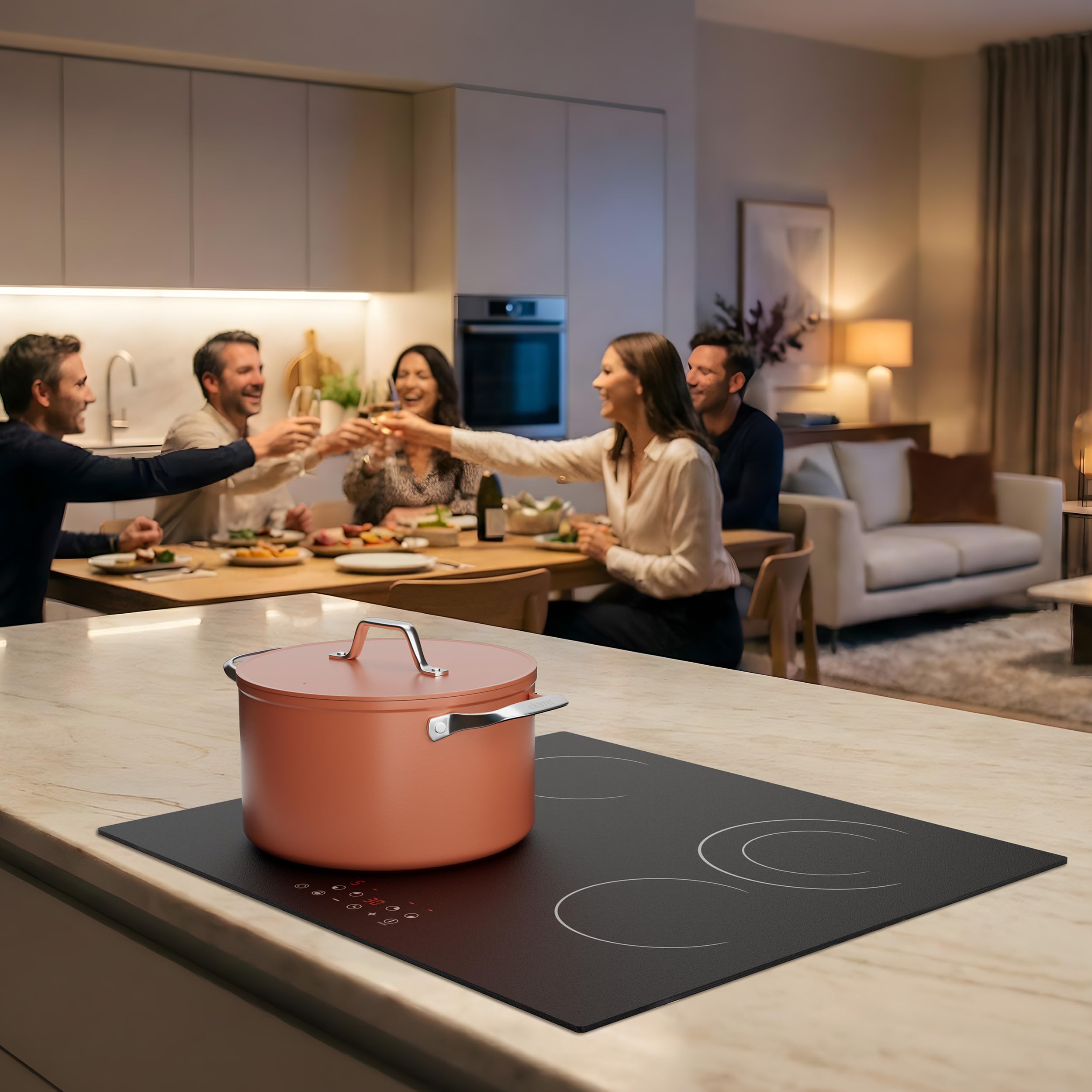 CDV Glaskeramikkochfeld 4 Kochzonen 60 cm 6600 W | Autarkes 60-cm-Einbaukochfeld ohne Stecker, mit Touch, Timer, Kindersicherung und Restwärmeanzeige