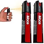 Mace Pepper Spray - 2-Pack Twist Lock Model, 0.63 oz/ea, 12 Feet Range, Max Strength 10% OC, Long Lasting UV Dye, Leakproof Design, Self Defense Pepper Spray for Women & Men - Black