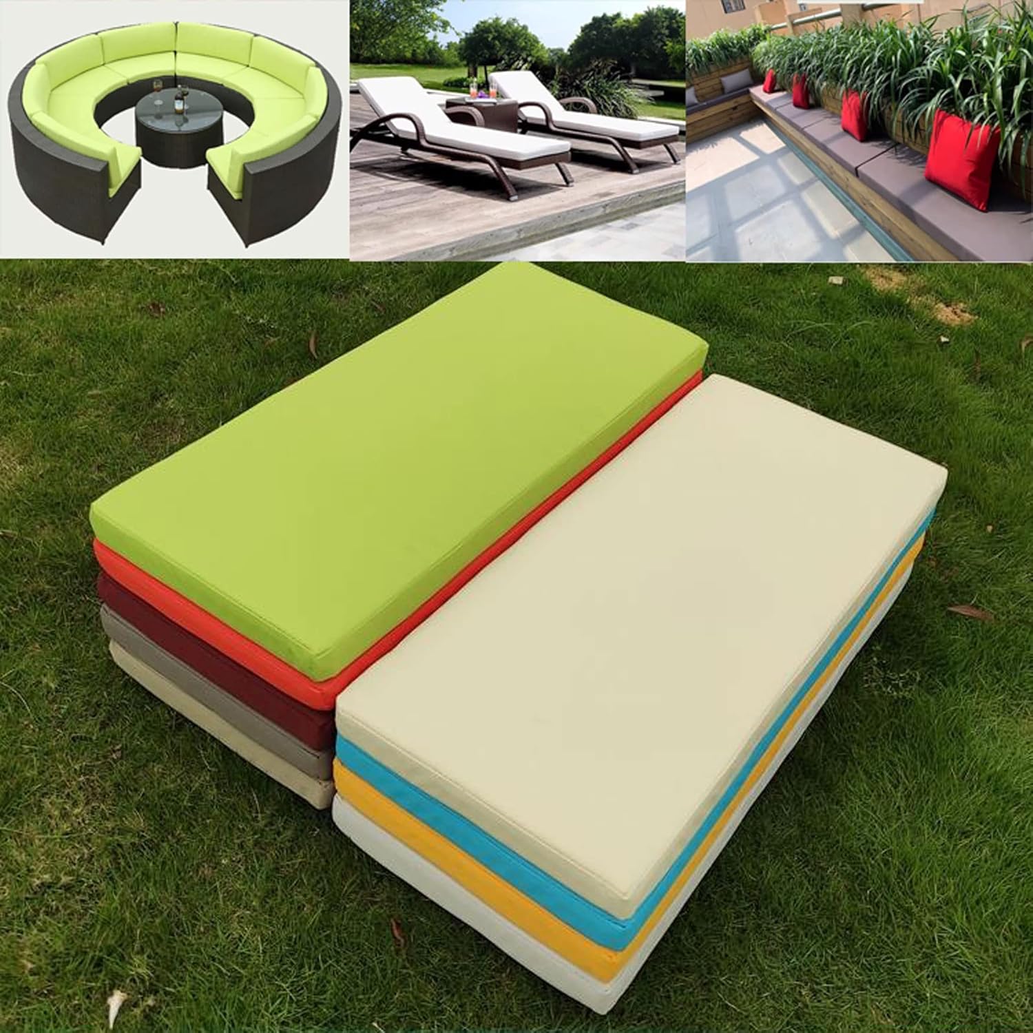 Custom Waterproof Outdoor Patio Furniture Bench Cushion, FadeResistant