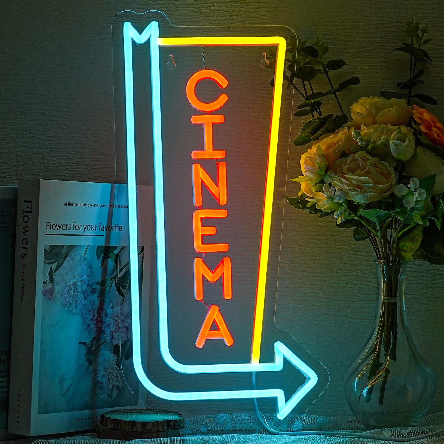 Cinema Freccia Neon Sign Dimmerabile Lettera Neon Light per la decorazione della parete Cinema Insegne al neon per Home Theater Sala cinema Teatro Commerciale Cinema Porta Decorazione