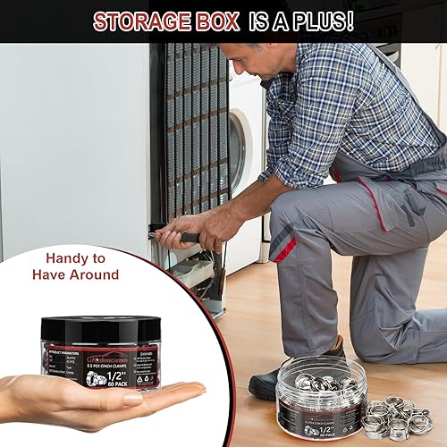 Miniatura 2 de Hydencam - Paquete de 60 abrazaderas de cincha PEX de 12 pulgada, anillos de crimpado de acero inoxidable 304 de alta calidad, anillos de sujeción