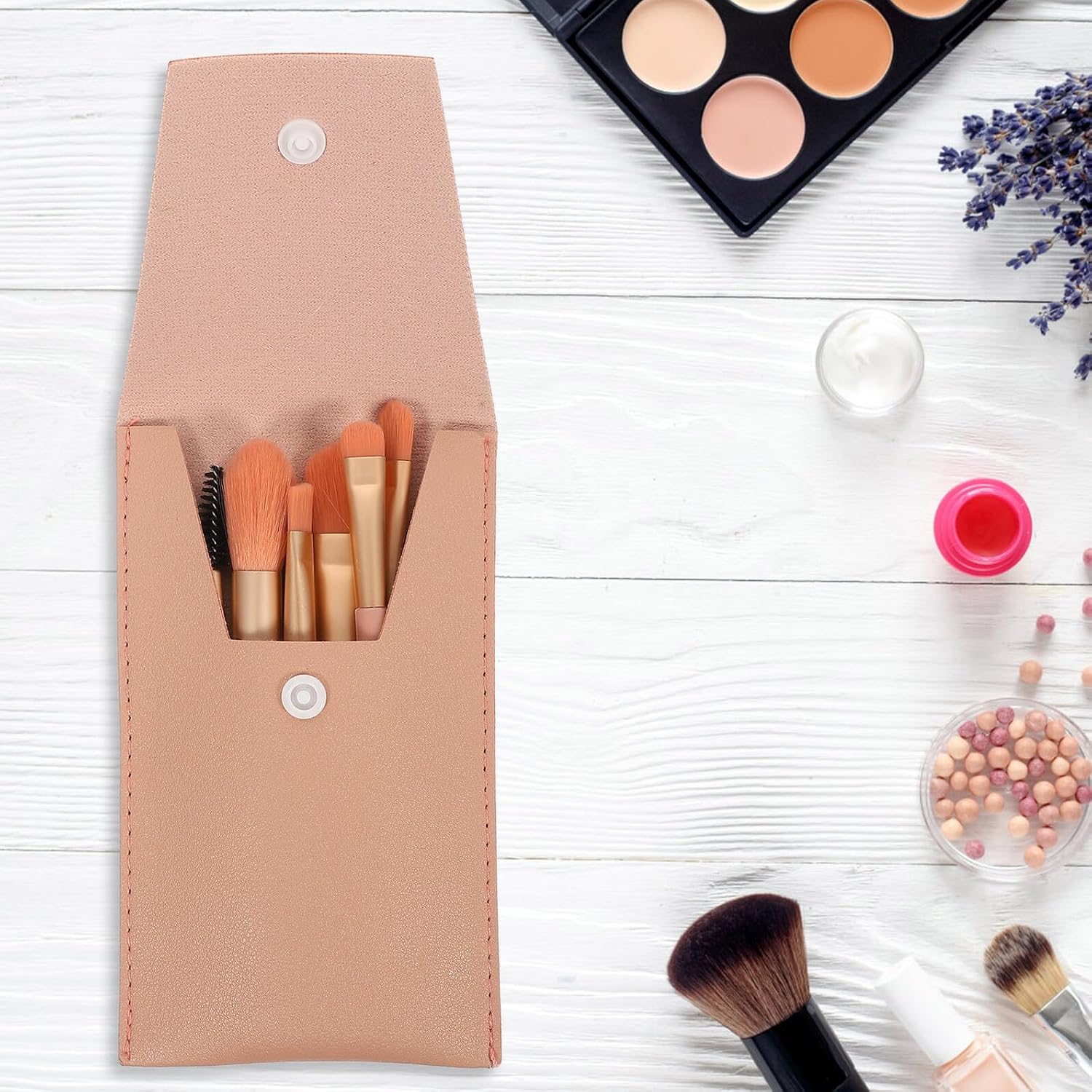 Professional Mini Makeup Brush Set 8pcs Pink Wooden Handle Concealer and Eyeshadow Brushes Portable Cosmetic Tools for Travel and Everyday Use image 4