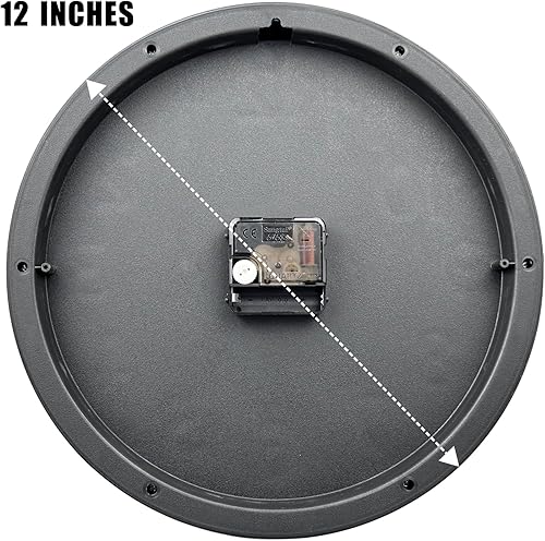 Miniatura 8 de Plumeet Reloj de pared de 12 pulgadas, funciona con pilas, cuarzo silencioso sin tictac, estilo moderno, adecuado para dormitorio, sala de estar,