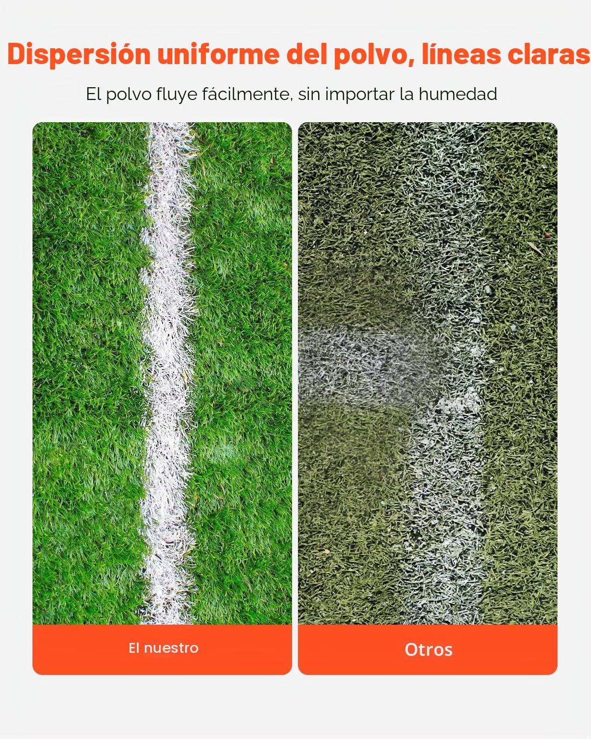 VEVOR Marcador de Línea Seca con 4 Ruedas, Ancho de Raya 50/100 mm, Marcador de Línea Ajustable con Mango de Ajuste de Goma, Capacidad de Polvo Seco de 29,5 kg para Campo de Béisbol y Sóftbol, Verde