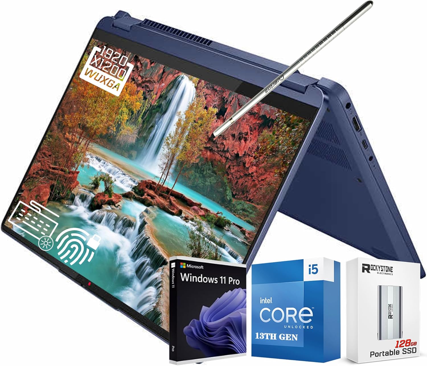 Lenovo IdeaPad Flex 5 2-in-1 Laptop[Win11 PRO], 14" 16:10 WUXGA Touchscreen, 13th Gen Intel 10-Core i5-1335U, Dolby Audio, Backlit KB, FP, W/Portable SSD & Stylus(16GB|512GB SSD)