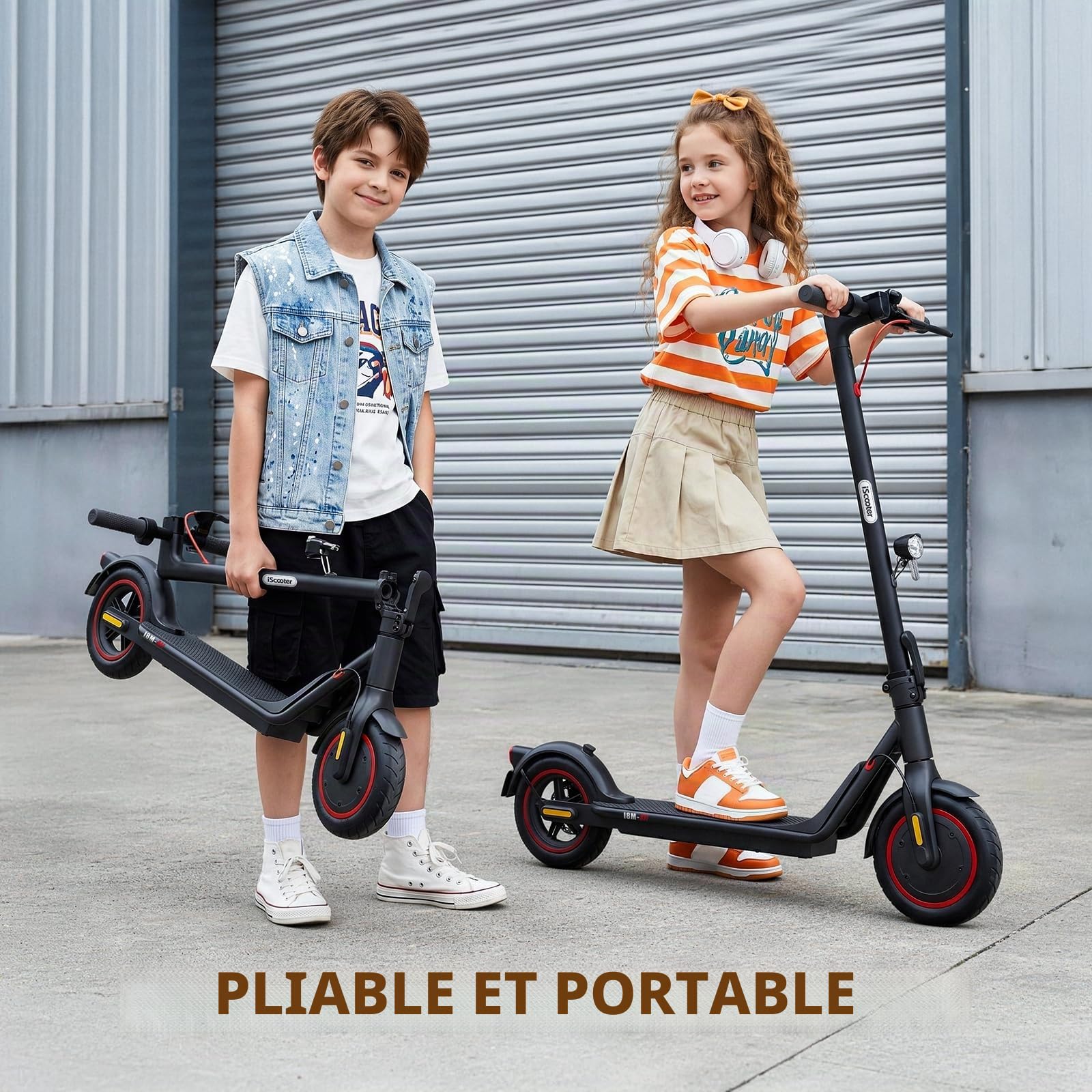 iScooter Trottinette électrique pour Enfants de 10 à 16 Ans, 500 W, portée maximale de 20 km, Trottinette électrique Pliable ABE pour Enfants, Homologation routière 14 avec pneus pneumatiques de 8,5