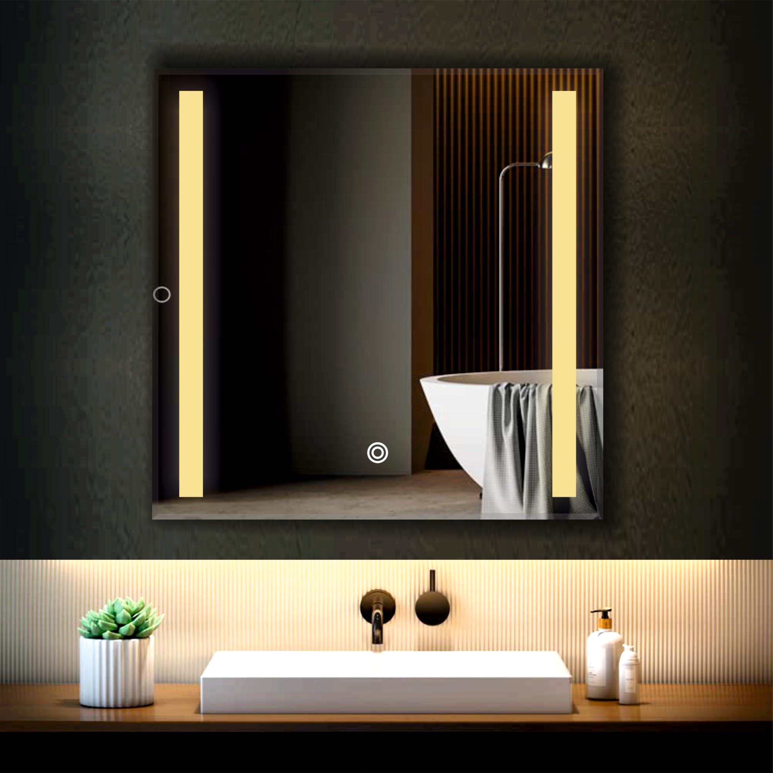 LED Bathroom Mirror with Touch Sensor | Dimmable, Square, 21x21 | 3 Color Temperatures | Wall Mounted-image-43