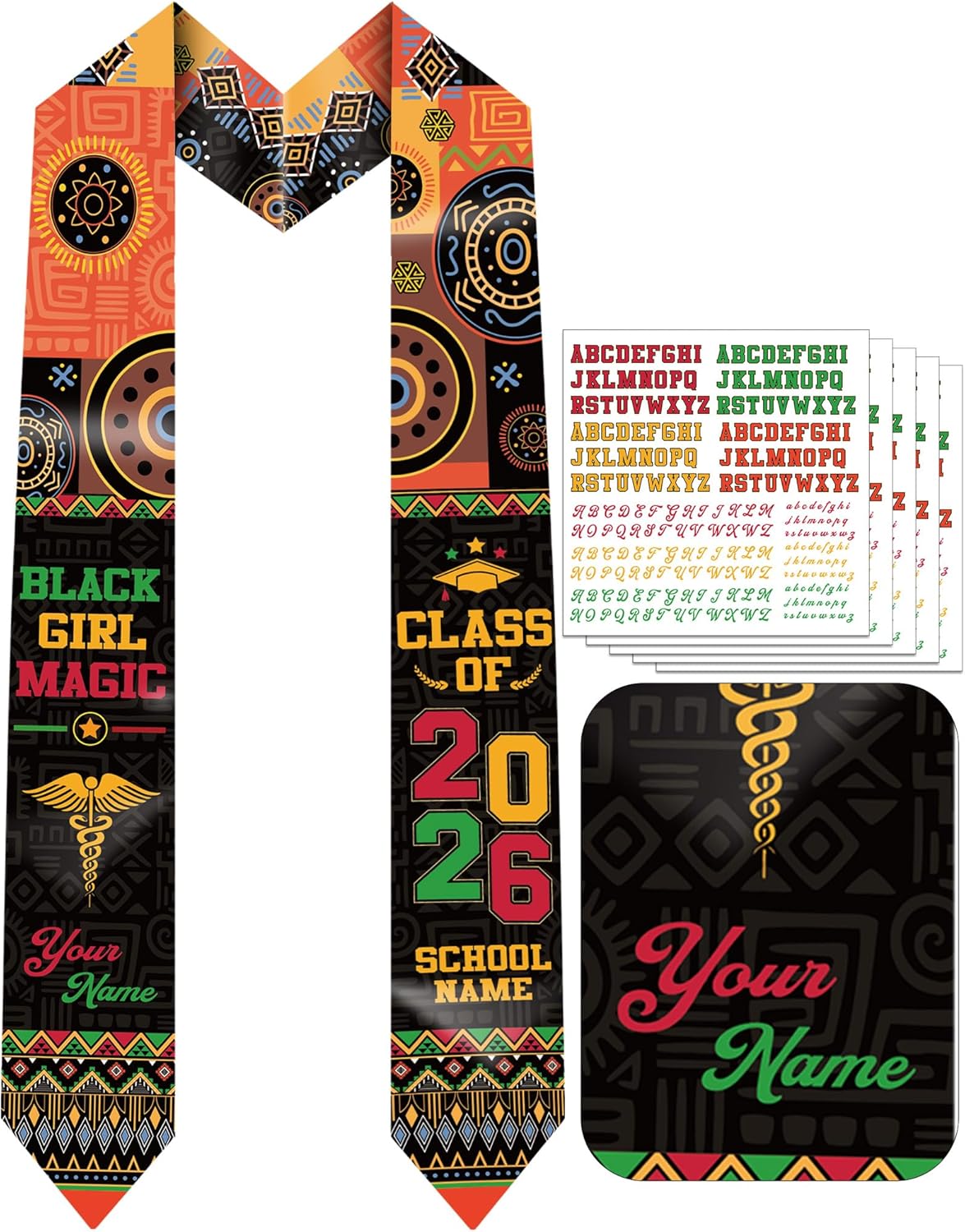 Class of 2026 Nursing Graduation Stole - Unisex Adult Stethoscope Floral Design, Gift for Nurses and RN Graduate