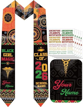 Class of 2026 Nursing Graduation Stole - Unisex Adult Stethoscope Floral Design, Gift for Nurses and RN Graduate