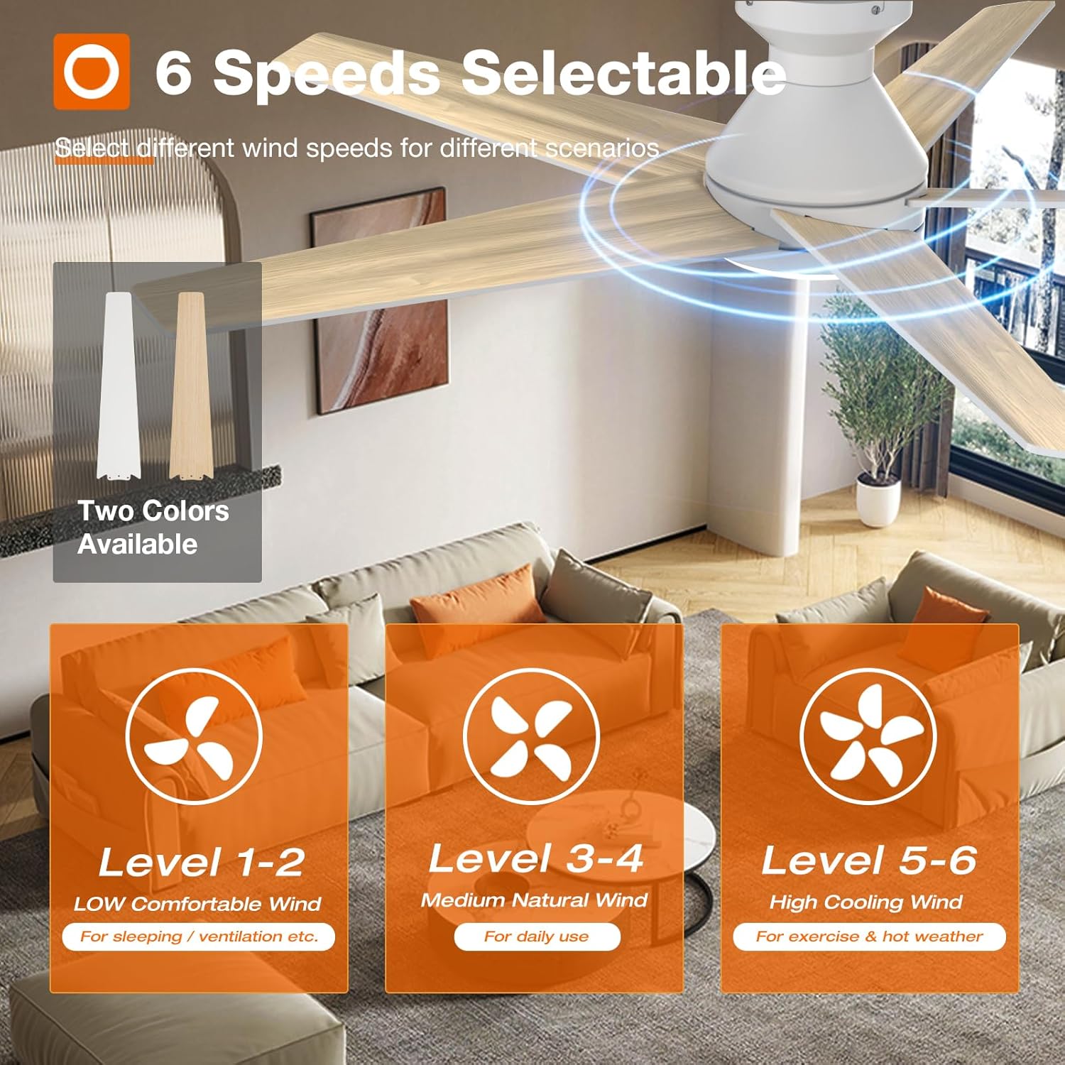 addlon 2 Pack Ceiling Fans with Lights, 52 Inch Low Profile Ceiling Fan with Light and Remote Control, Flush Mount, Reversible, 3CCT, Dimmable, White Ceiling Fan for Bedroom Indoor/Outdoor Use