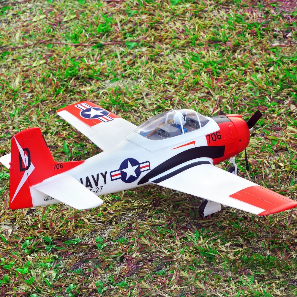 Fms Rc Planes for Adults Remote Control Airplane T28 Trojan V2 800mm (31.5") Wingspan Red Warbird 4 CH PNP Without Reflex V2 (No Radio, Battery, Charger)