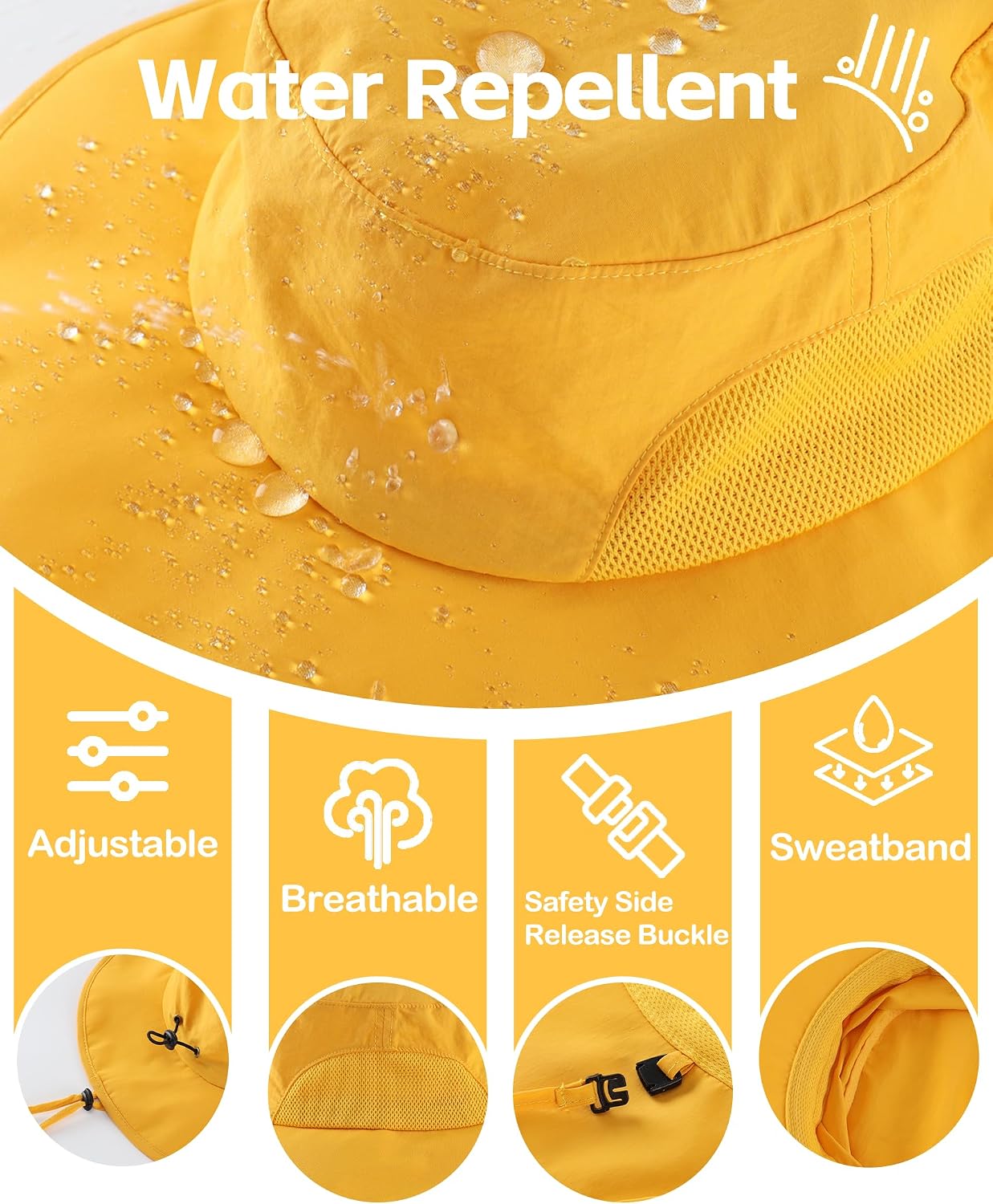 Home Prefer UPF50+ Mens Sun Hat Wide Brim Fishing Hat for Men UV Protection Womens Beach Bucket Hat for Golf Hiking Gardening
