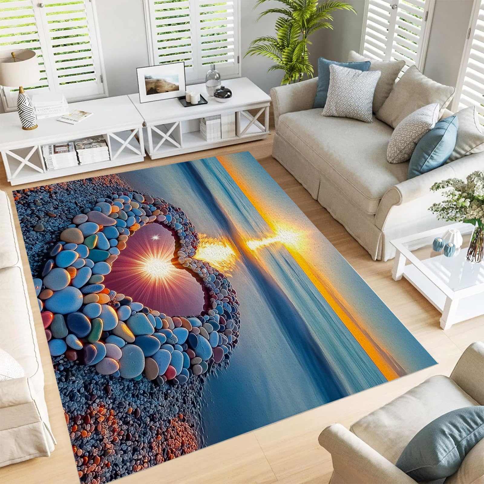 Tapis de salon doux et moelleux au design géométrique