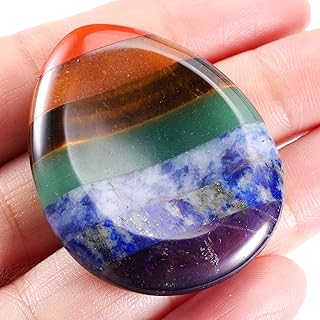 Top Plaza 7 Chakra Crystals Worry Stone for Anxiety Healing Crystals Thumb Worry Stone Pocket Palm Polished Gemstones Reiki Balancing Meditation Crystal - Waterdrop